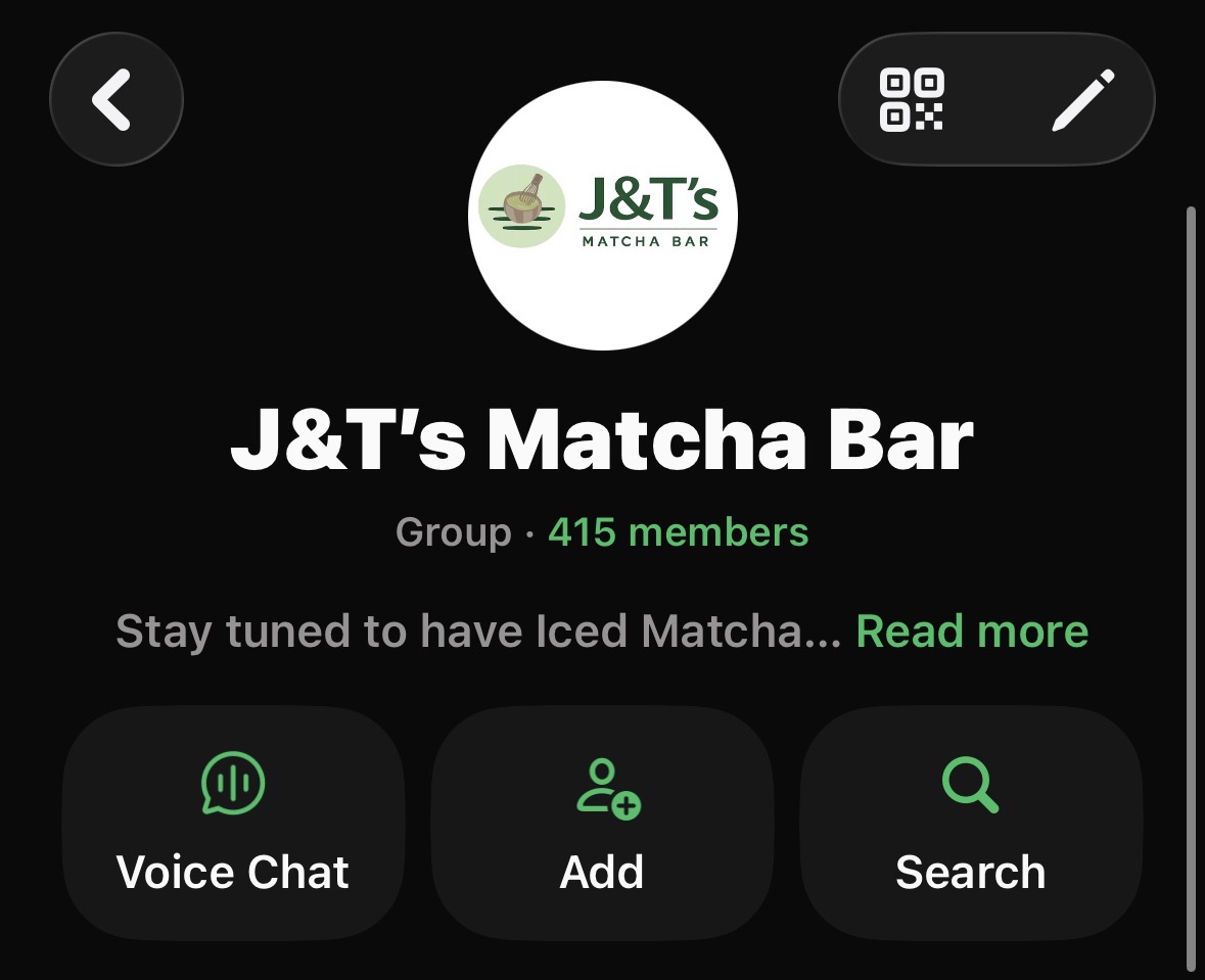 J&T Matcha Bar WhatsApp community
